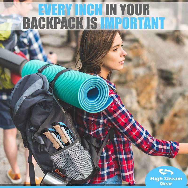 High Stream Gear Walking Sticks for Women - 14.5" Foldable Hiking Poles for Backpacking, Exercising and Traveling, Set of 2 Aluminum Nordic Collapsible Trekking Poles (Light Blue, 100-120cm) - Image 5